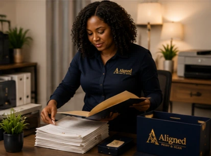 Organized documents prepared securely for notarization